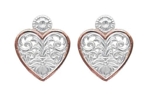 Montana Western Lace Copper Trimmed Heart Earrings