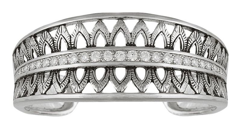Montana Silver Feathered Crown Cuff Bracelet Steel