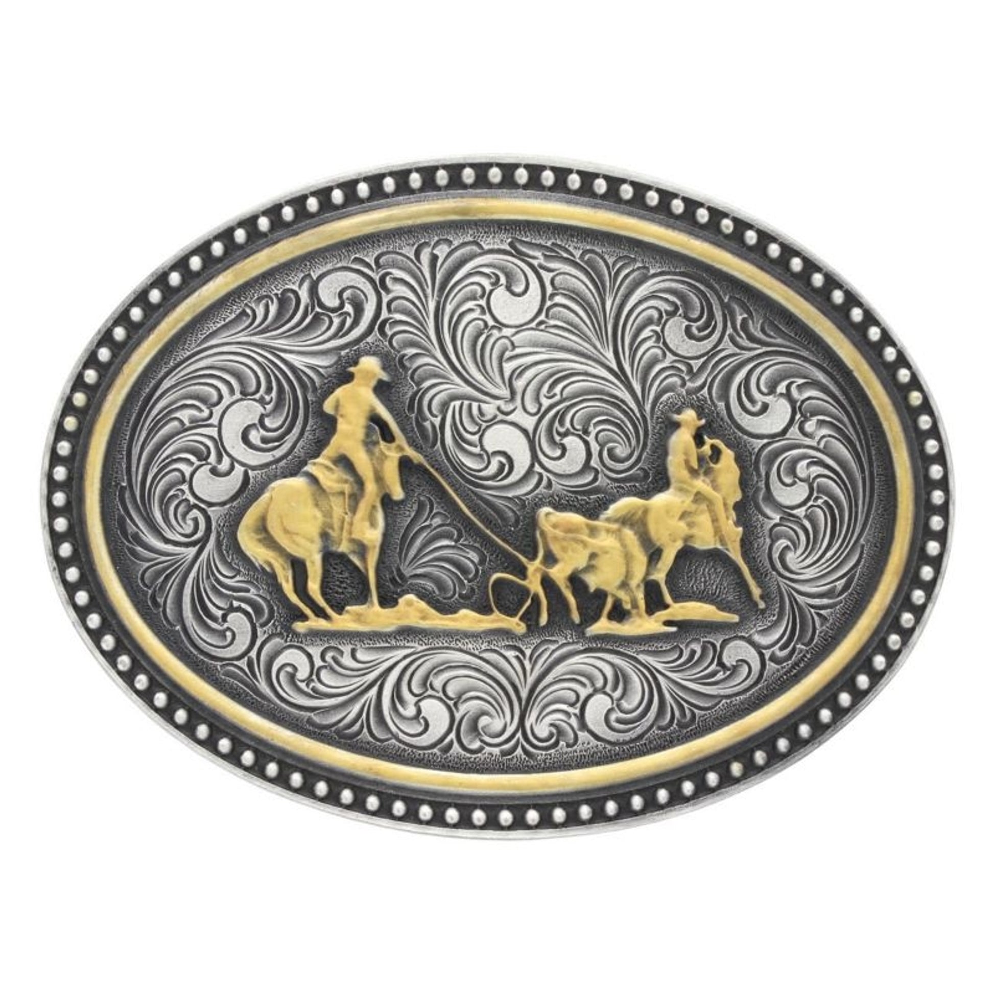 Montana Two-Tone Team Roping Attitude Buckle