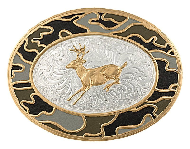 Montana Oval Orig Camo Buckle with Running Deer