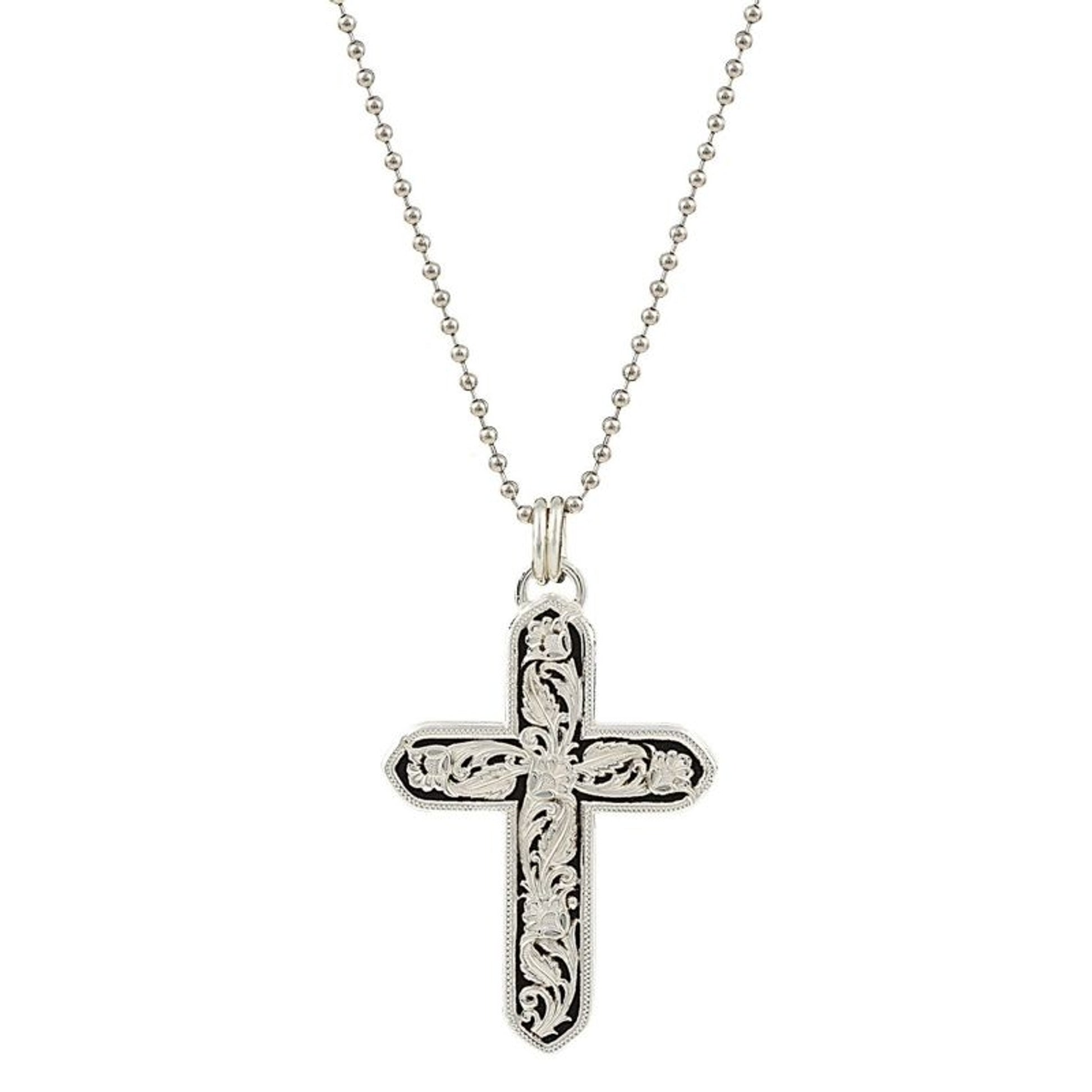 Montana Western Lace/Leathercut Cross Necklace