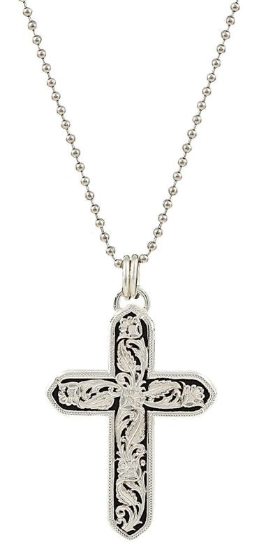Montana Western Lace/Leathercut Cross Necklace