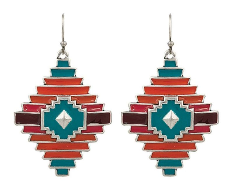 Rock 47 Points of Aztec Diamond Shaped Earrings