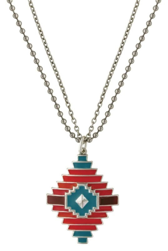 Rock 47 Points of Aztec Diamond Shaped Necklace
