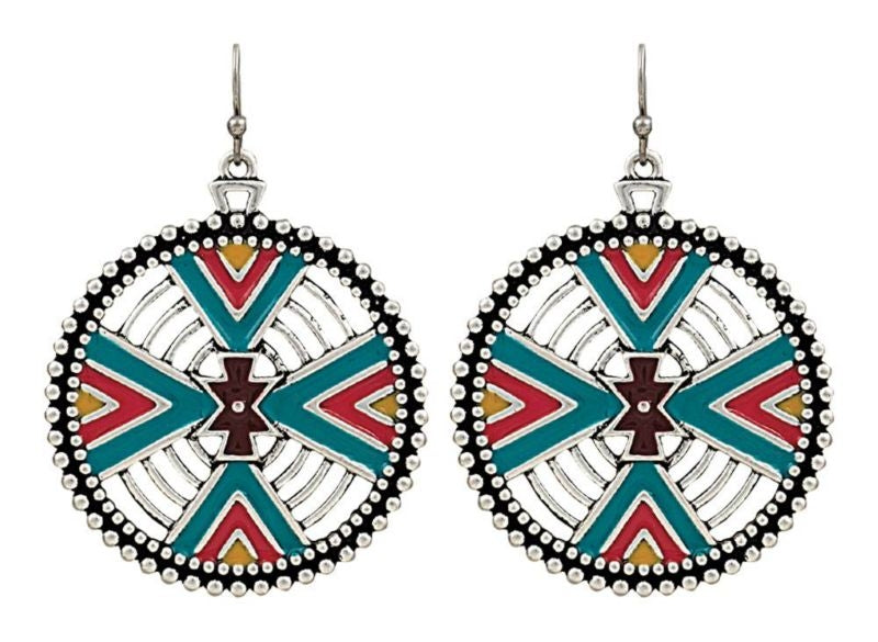 Rock 47 Points of Aztec Four Directions Earrings