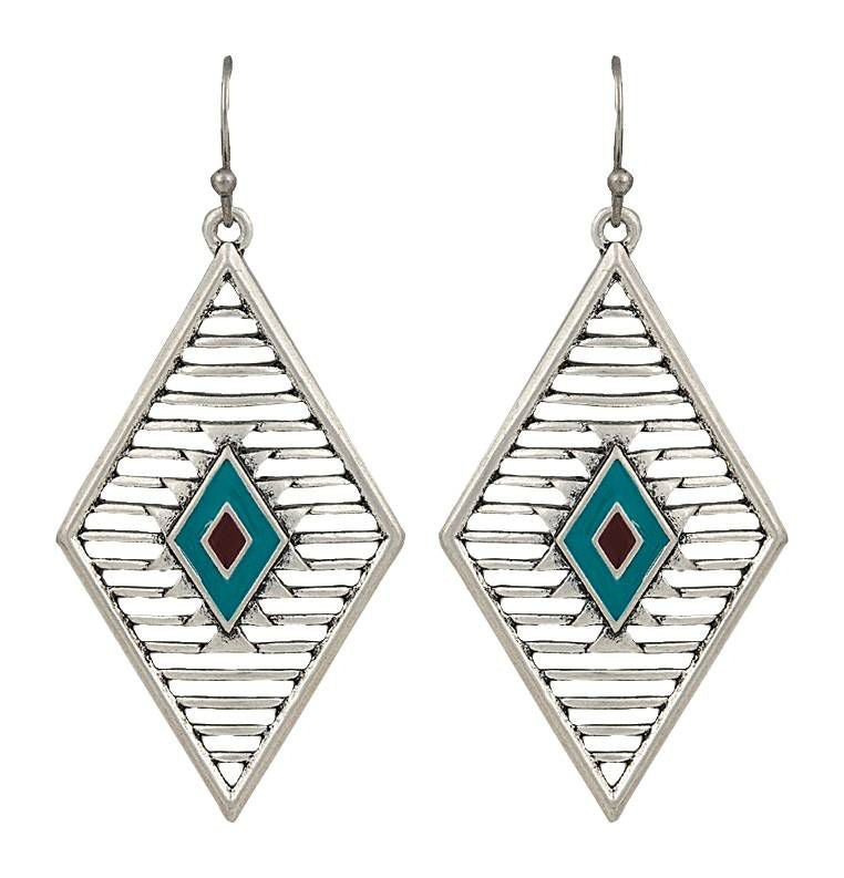 Rock 47 Points of Aztec Diamond Shape Earrings