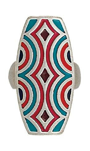 Rock 47 Points of Aztec Diamond Shaped Waves Ring