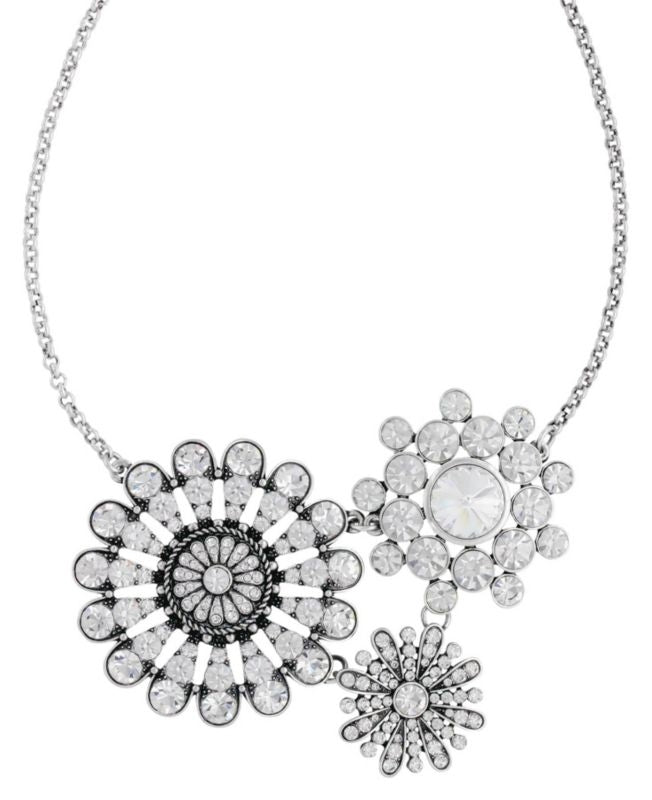 Rock 47 Vintage Kitsch Diamante Flowers Necklace