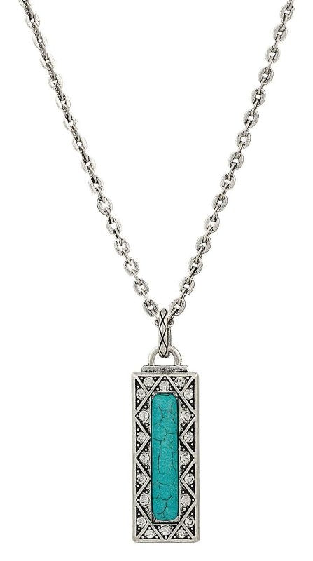 Rock 47 Vintage Rectangular Turq Pendant Necklace