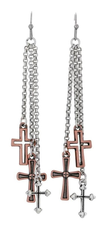 Rock 47 Vintage Kitsch Tiered Cross Earrings