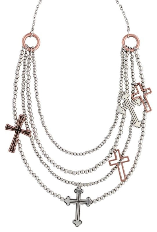 Rock 47 Vintage Kitsch Cross/Bead Necklace