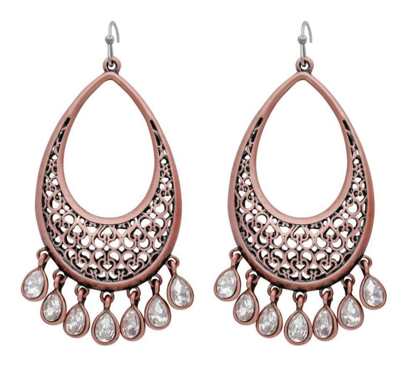 Rock 47 Vintage Copper Toned Teardrop Earrings