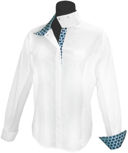 Equine Couture Ladies Geo Show Shirt 30 Wht