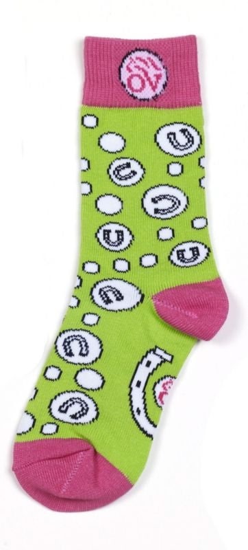 Ovation Childs Lucky Socks 7-9 Lt Green/Hot Pink