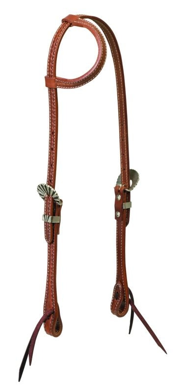 Cross Sunburst Tooled Slide Ear Headstall Horse Br