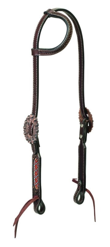 Turq CrossBead Basketweave Slide Ear Headstall Br