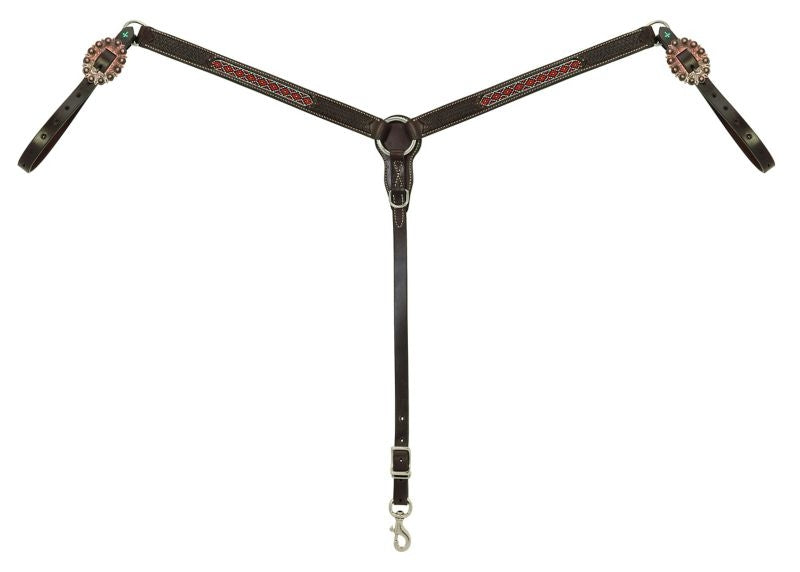 CrossBead Basketweave Straight BreastCollar H Brn