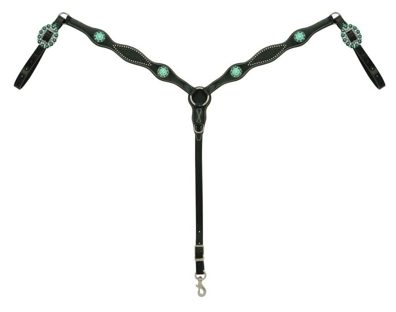 Basketweave Scalloped Breast Collar Horse Black