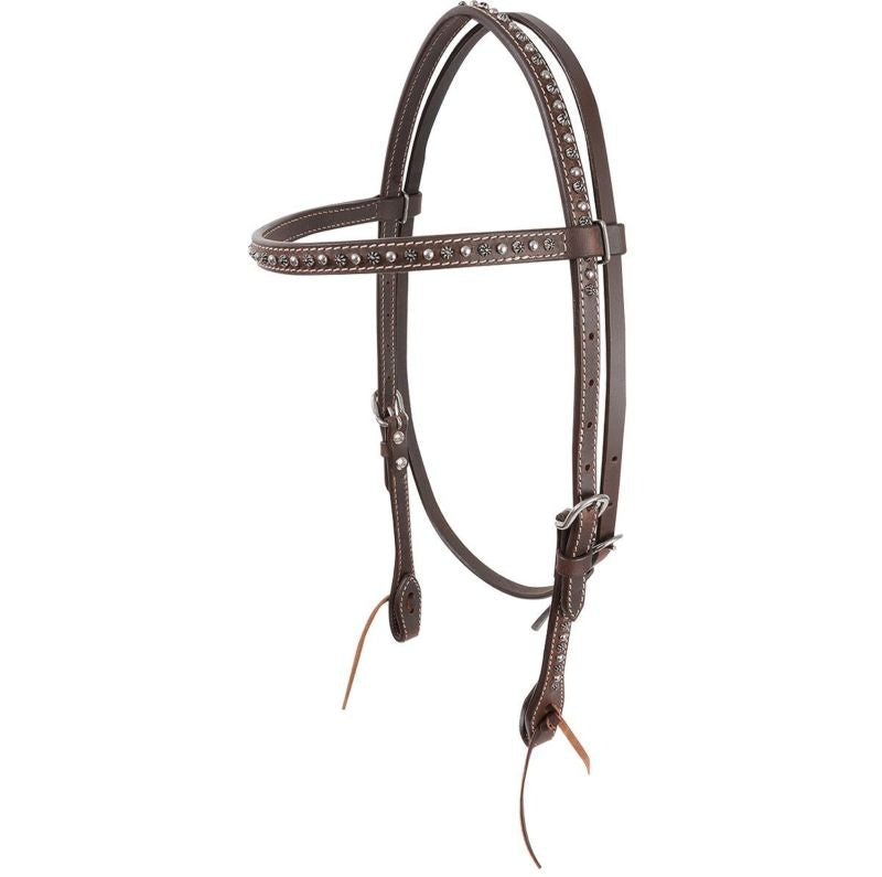 Cashel Antique Silver Dot Browband Headstall Dk Br