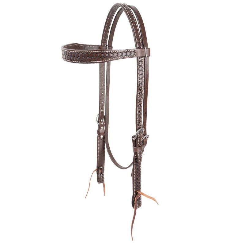 Cashel Shield Tooled Browband Headstall Chocolate