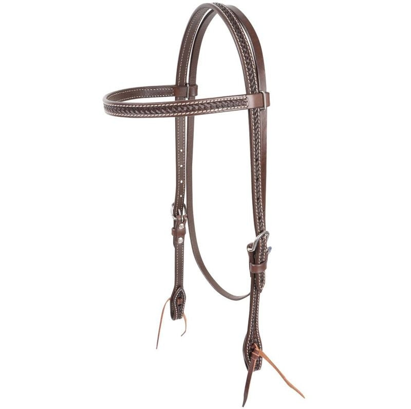 Cashel Weave Tooled Browband Headstall Chocolate
