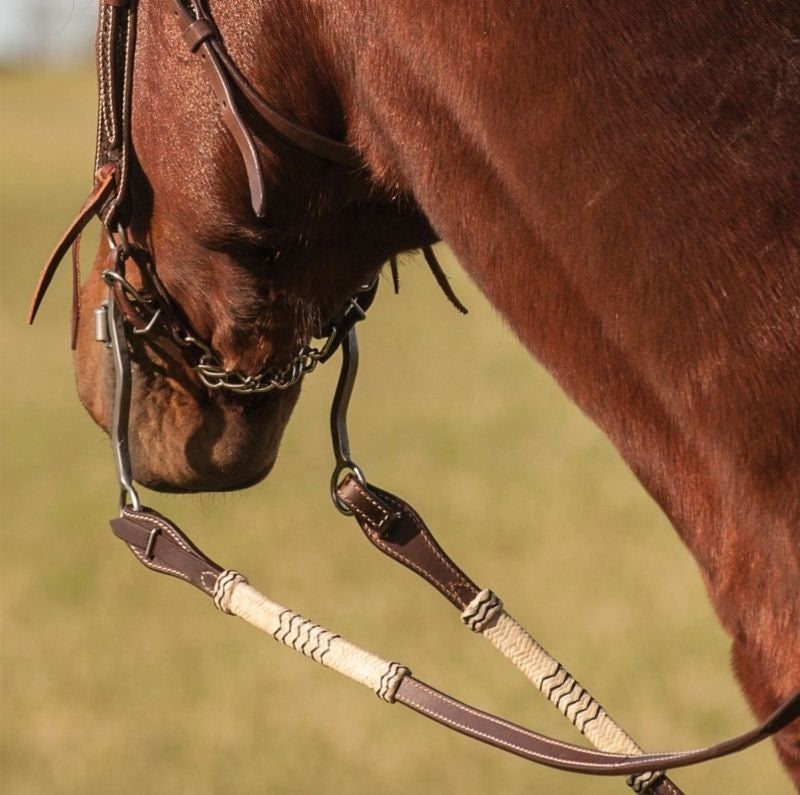 Cashel Quick Change Rawhide Trim Split Reins Brn