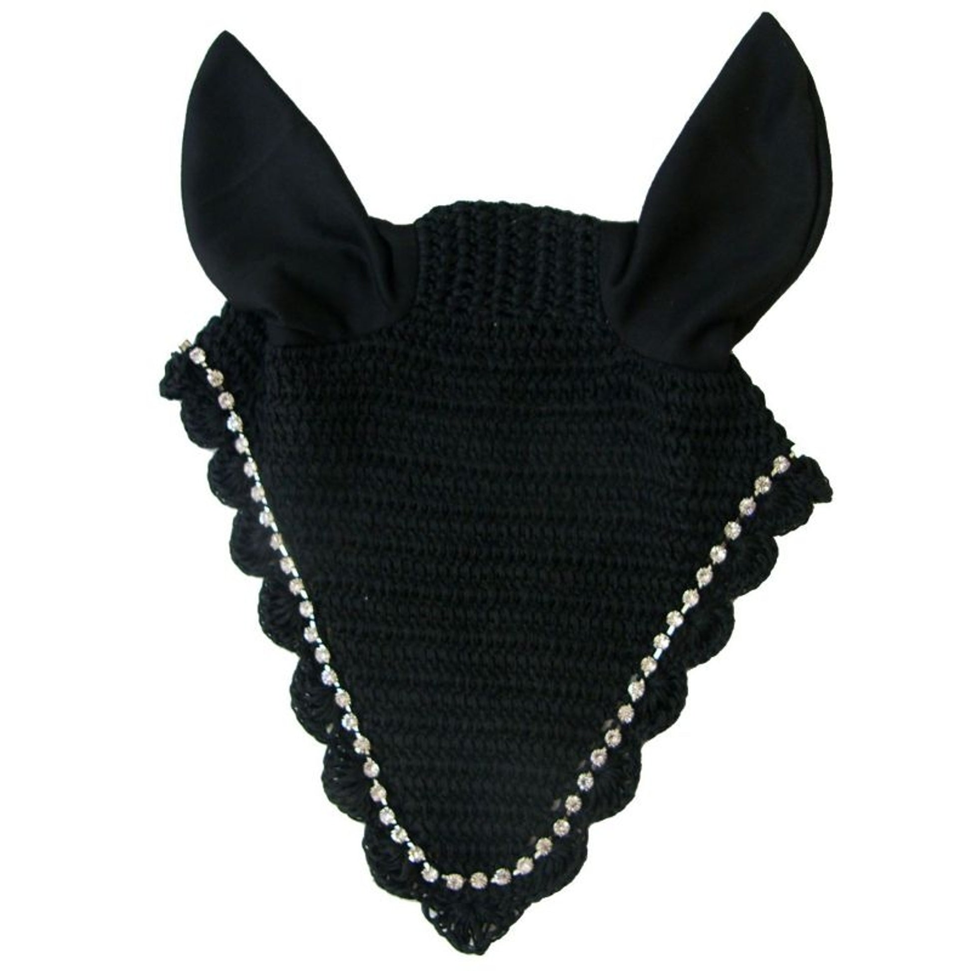 Coronet Crochet Fly Veil /Rhinestones Horse Black