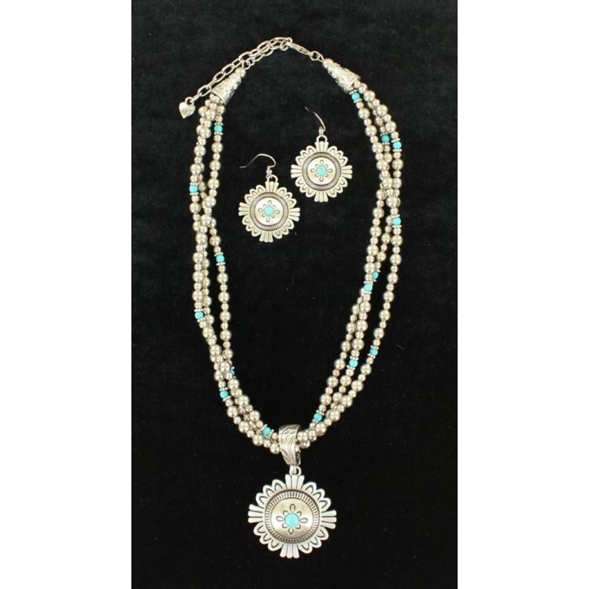 Blazin Roxx 3 Strand Medallion Jewelry SetTurq