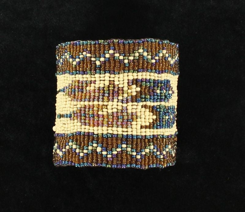 Blazin Roxx Beaded Feather Cuff BraceletBrown