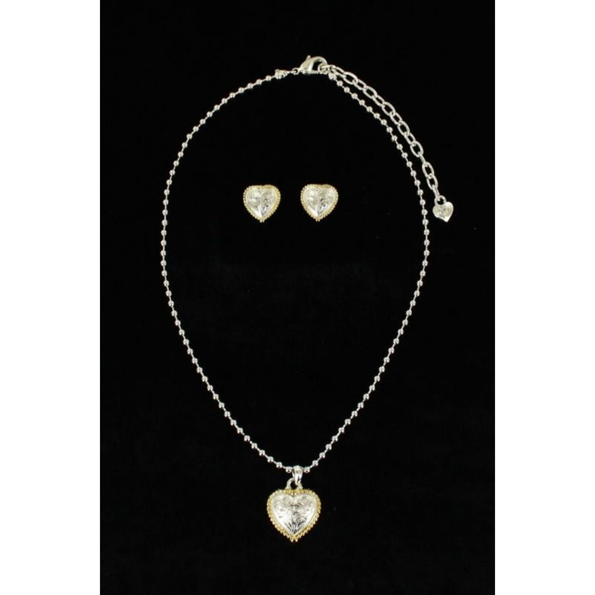Blazin Roxx Beaded Heart Jewelry SetSilver Gold