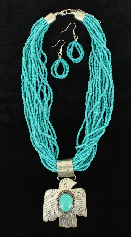 Blazin Roxx Beaded Thunderbird Jewelry SetTurq