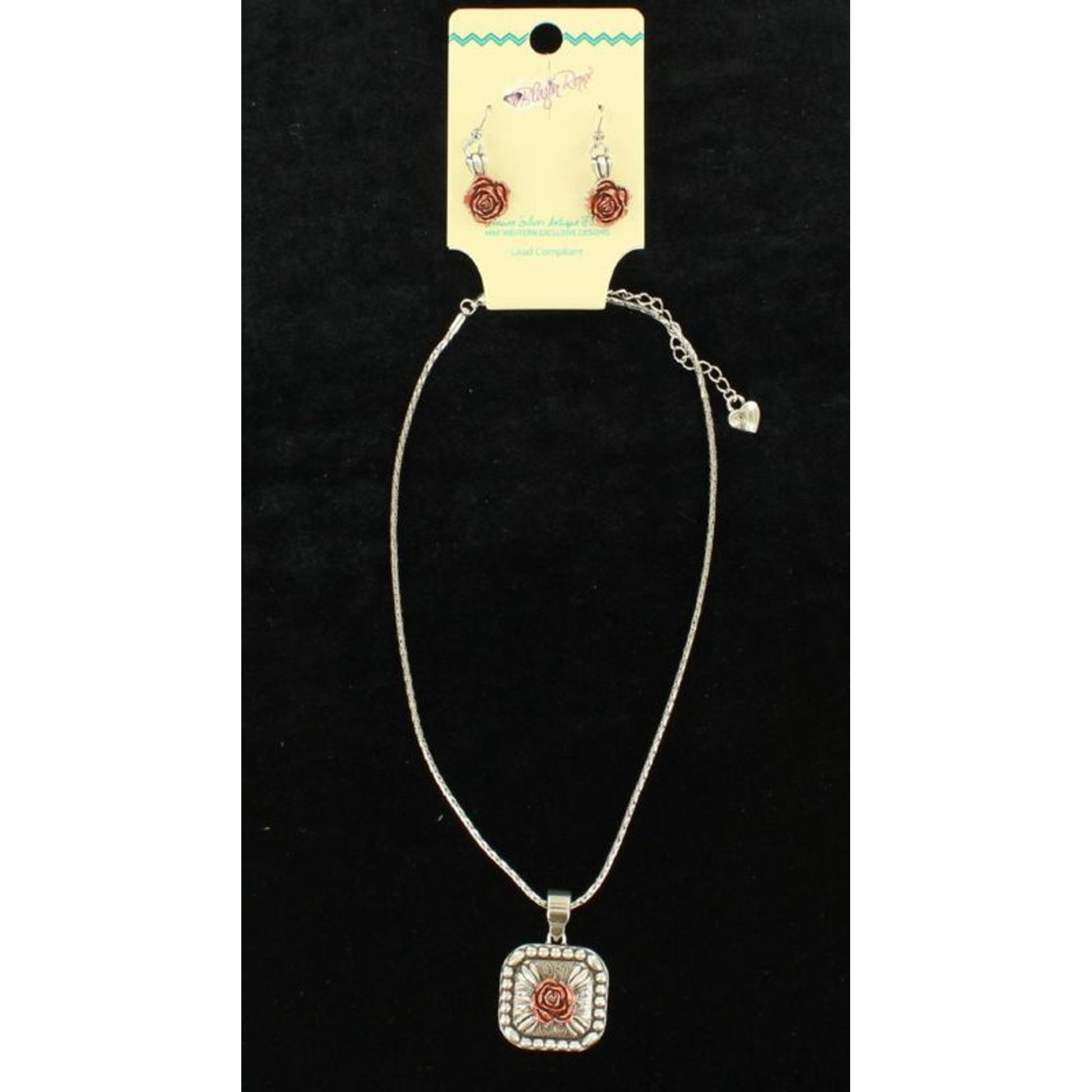 Blazin Roxx Chain Rose Pendant Jewelry Set