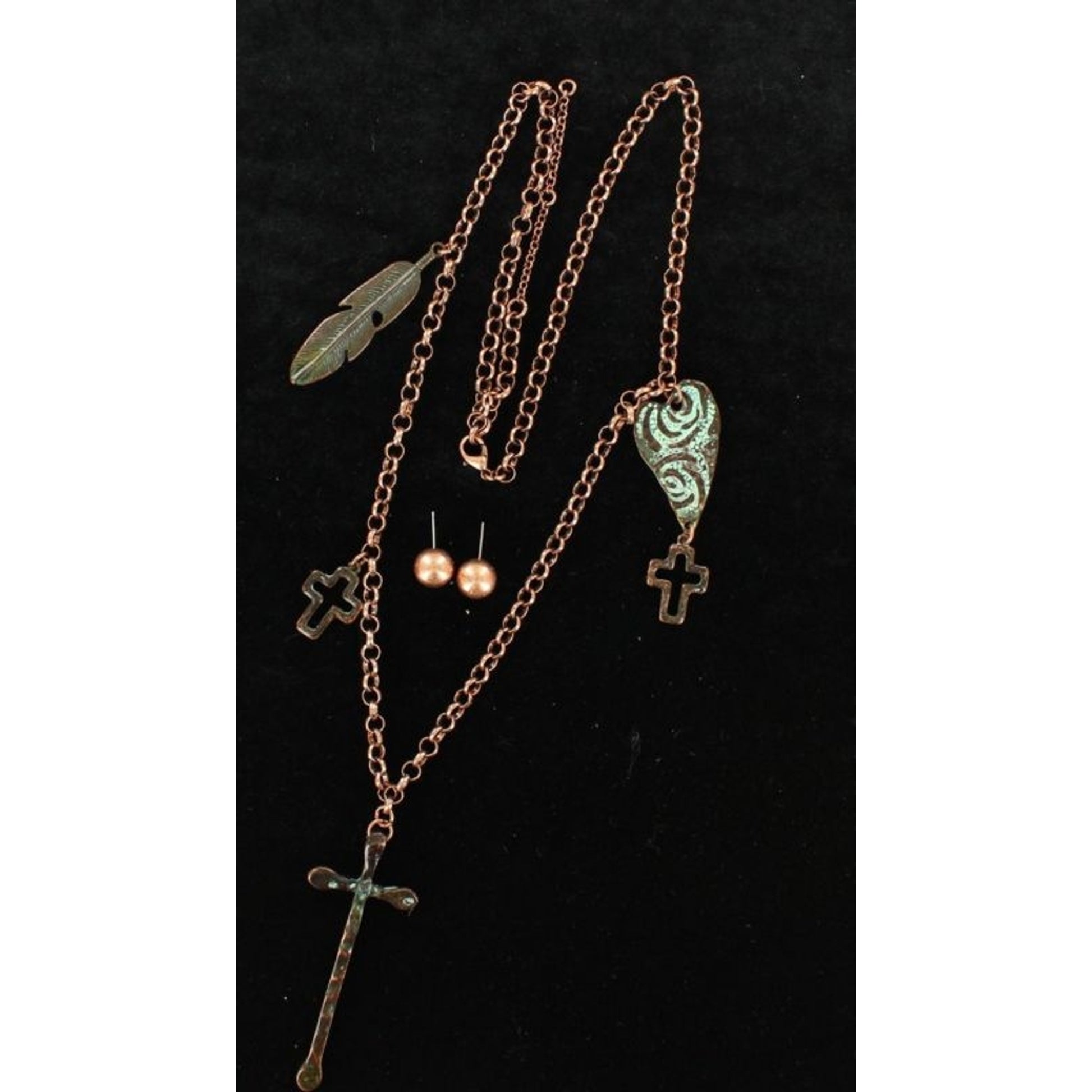 Blazin Roxx Cross Feather Jewelry Set