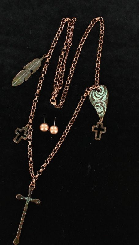 Blazin Roxx Cross Feather Jewelry Set