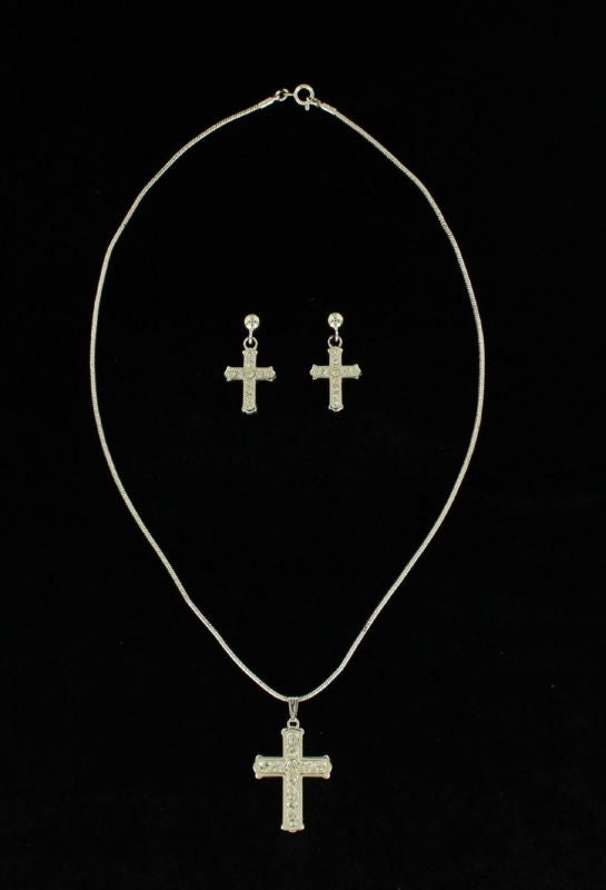 Blazin Roxx Crystal Drop Cross Jewelry Set