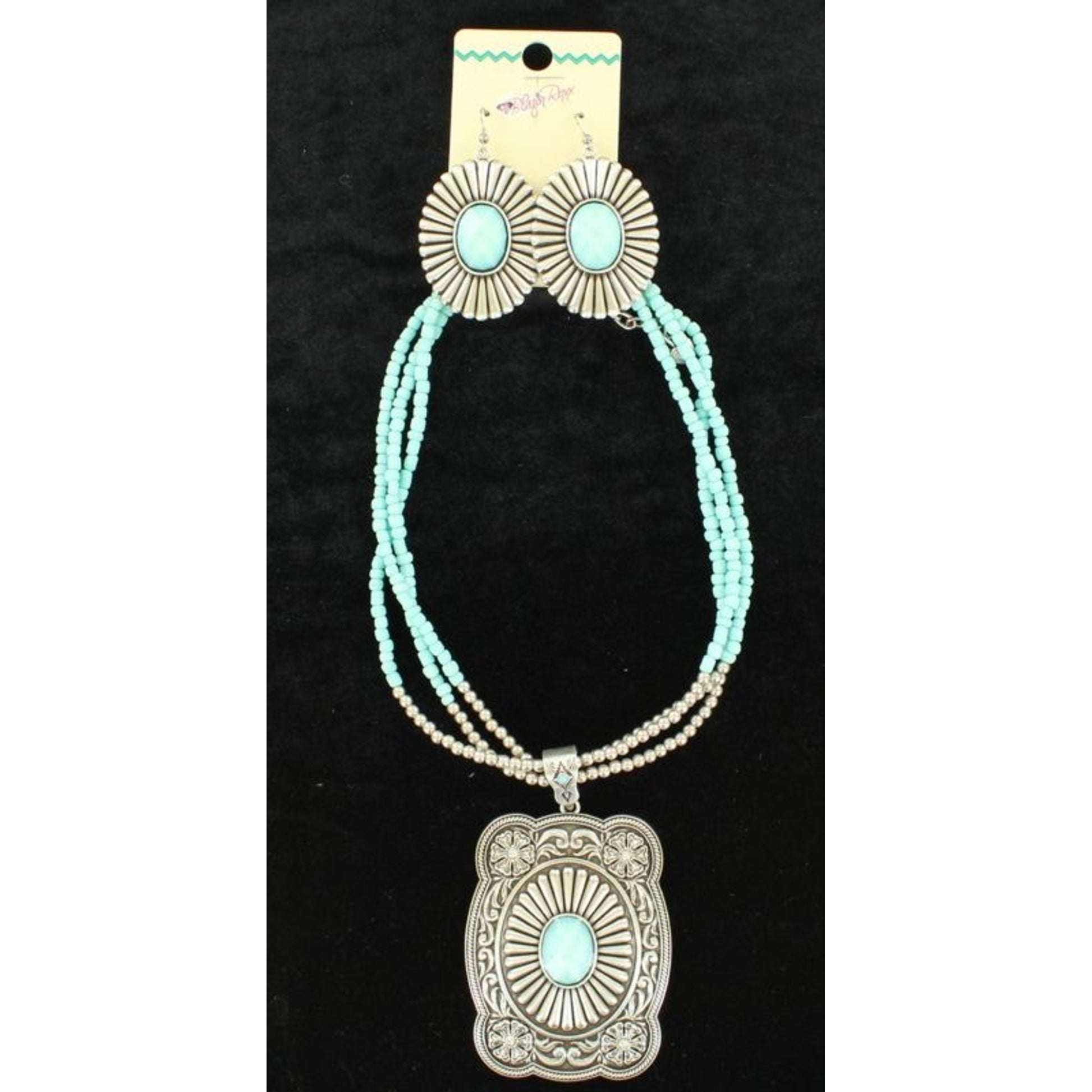 Blazin Roxx Cushion Pendant Jewelry SetTurquoise