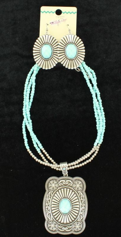 Blazin Roxx Cushion Pendant Jewelry SetTurquoise