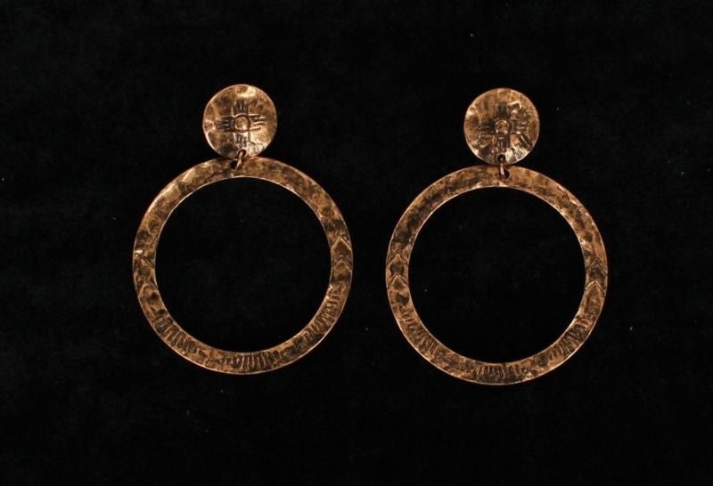 Blazin Roxx Large Copper Circles EarringsBk/Wh