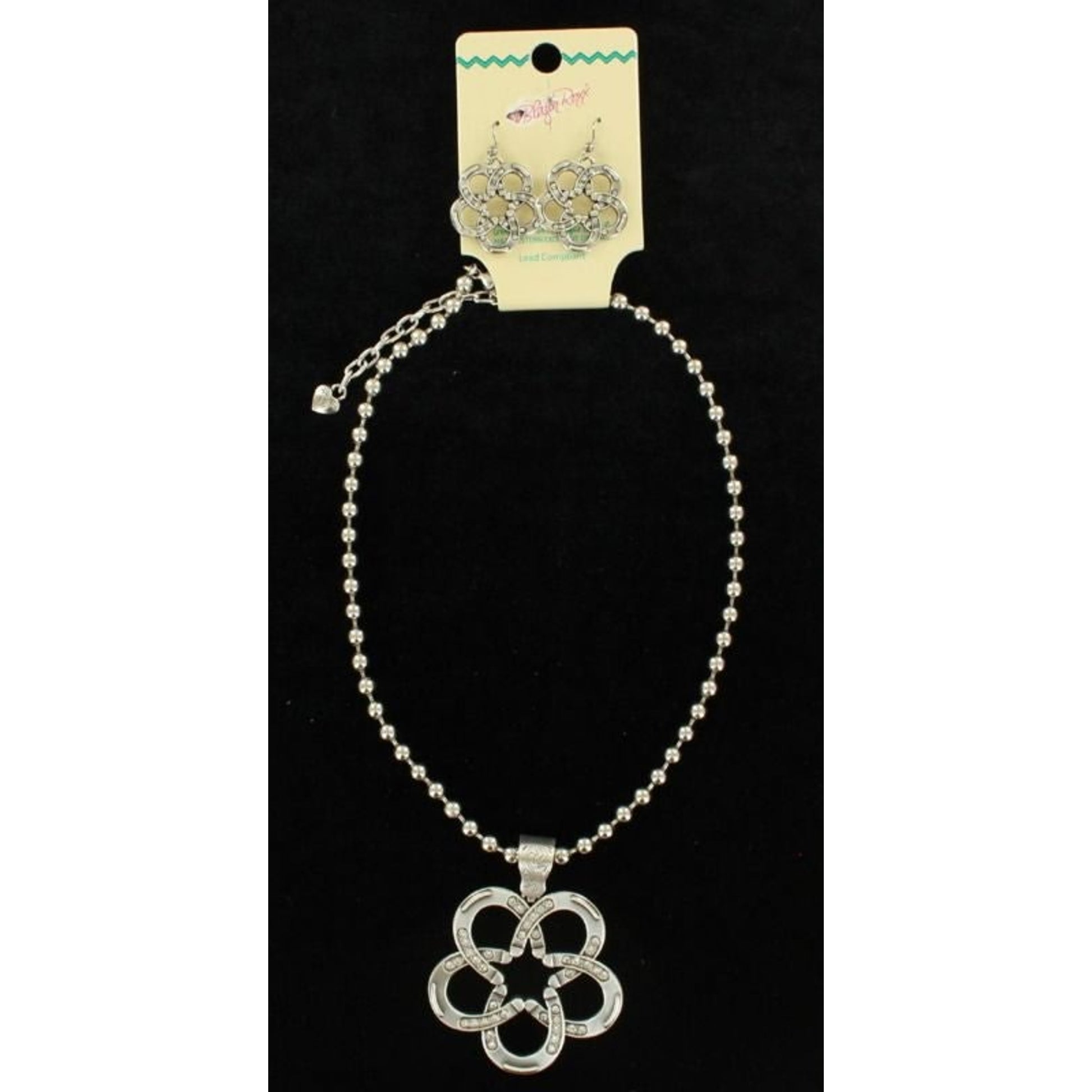 Blazin Roxx Large Flower Jewelry SetBk/Wh