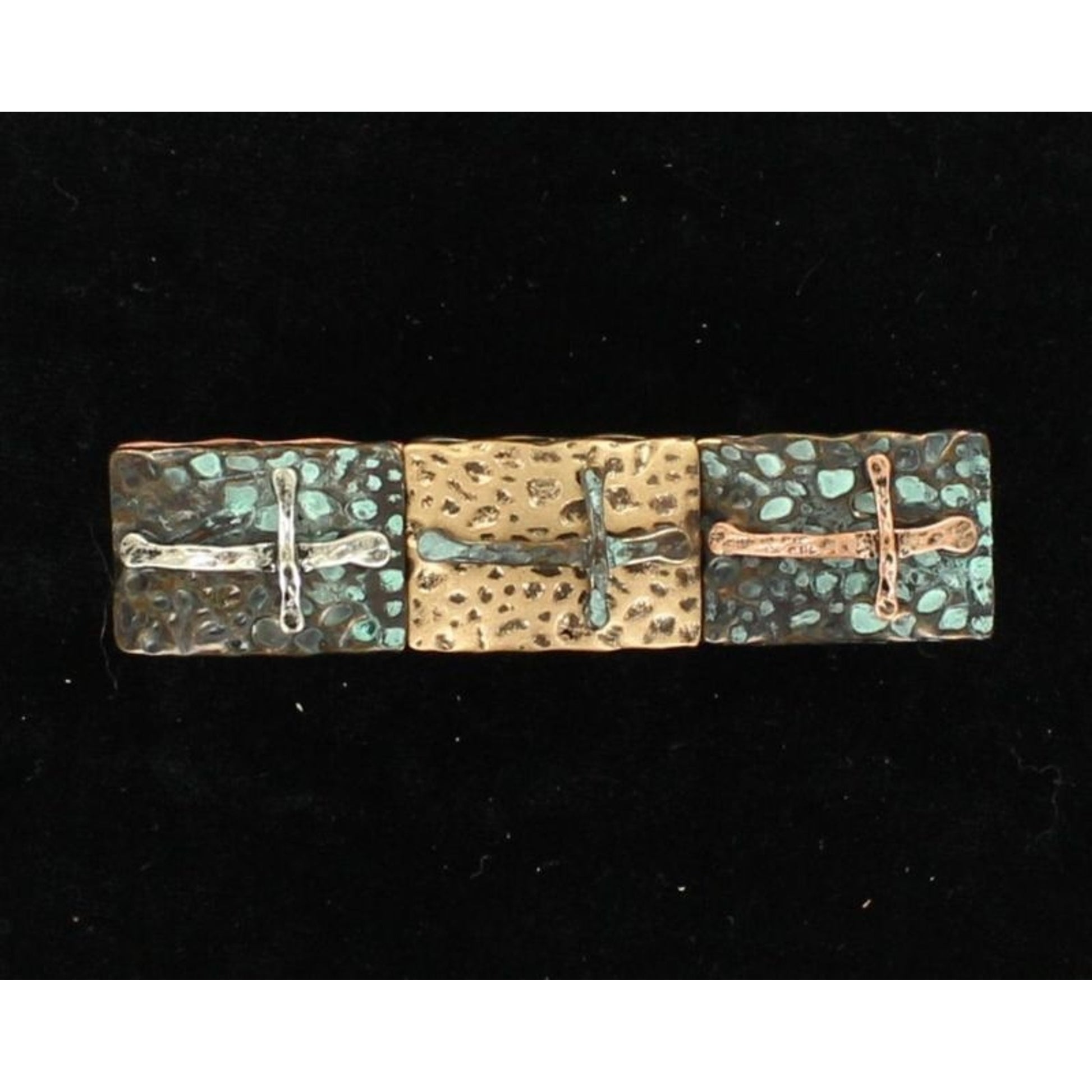 Blazin Roxx Mix Metal Cross BraceletBk/Wh