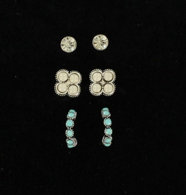 Blazin Roxx Multi Stone EarringsBk/Wh