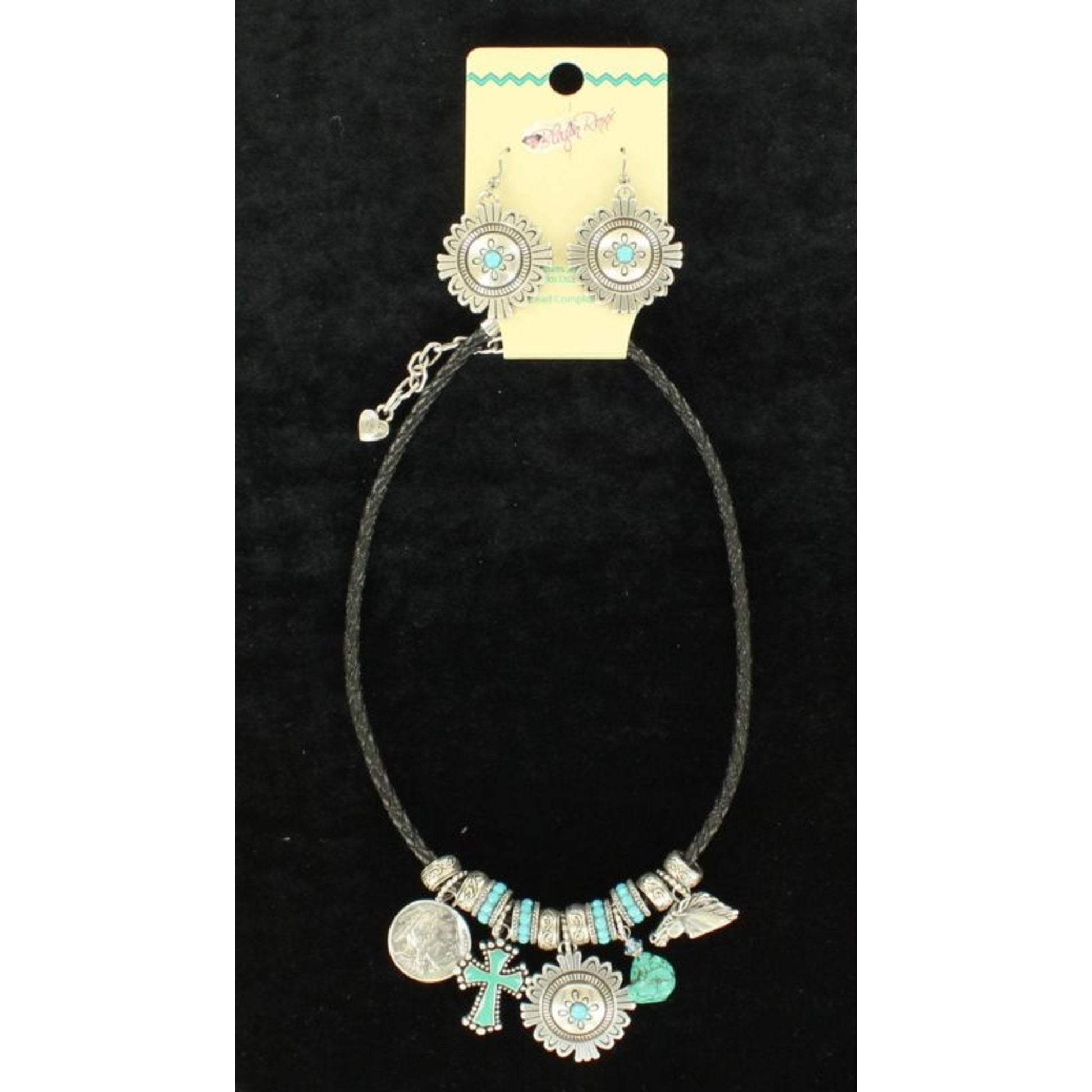 Blazin Roxx Rope Charm Jewelry SetBk/Wh