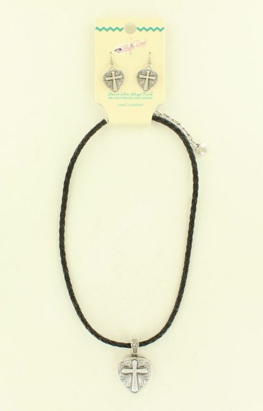 Blazin Roxx Rope Heart Jewelry SetBk/Wh