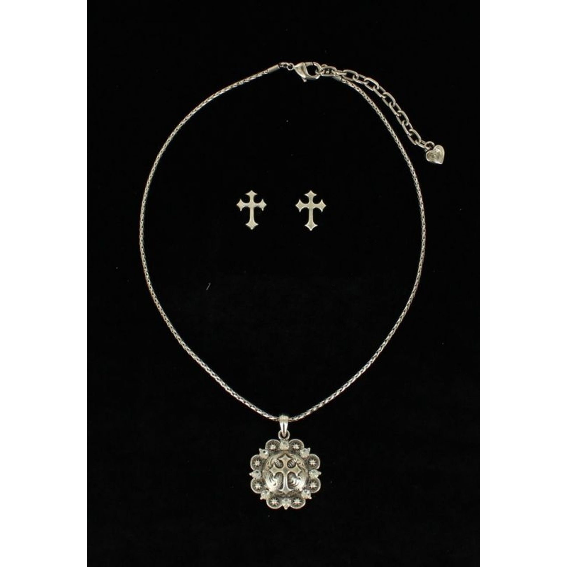 Blazin Roxx Silver Cross Jewelry SetBk/Wh
