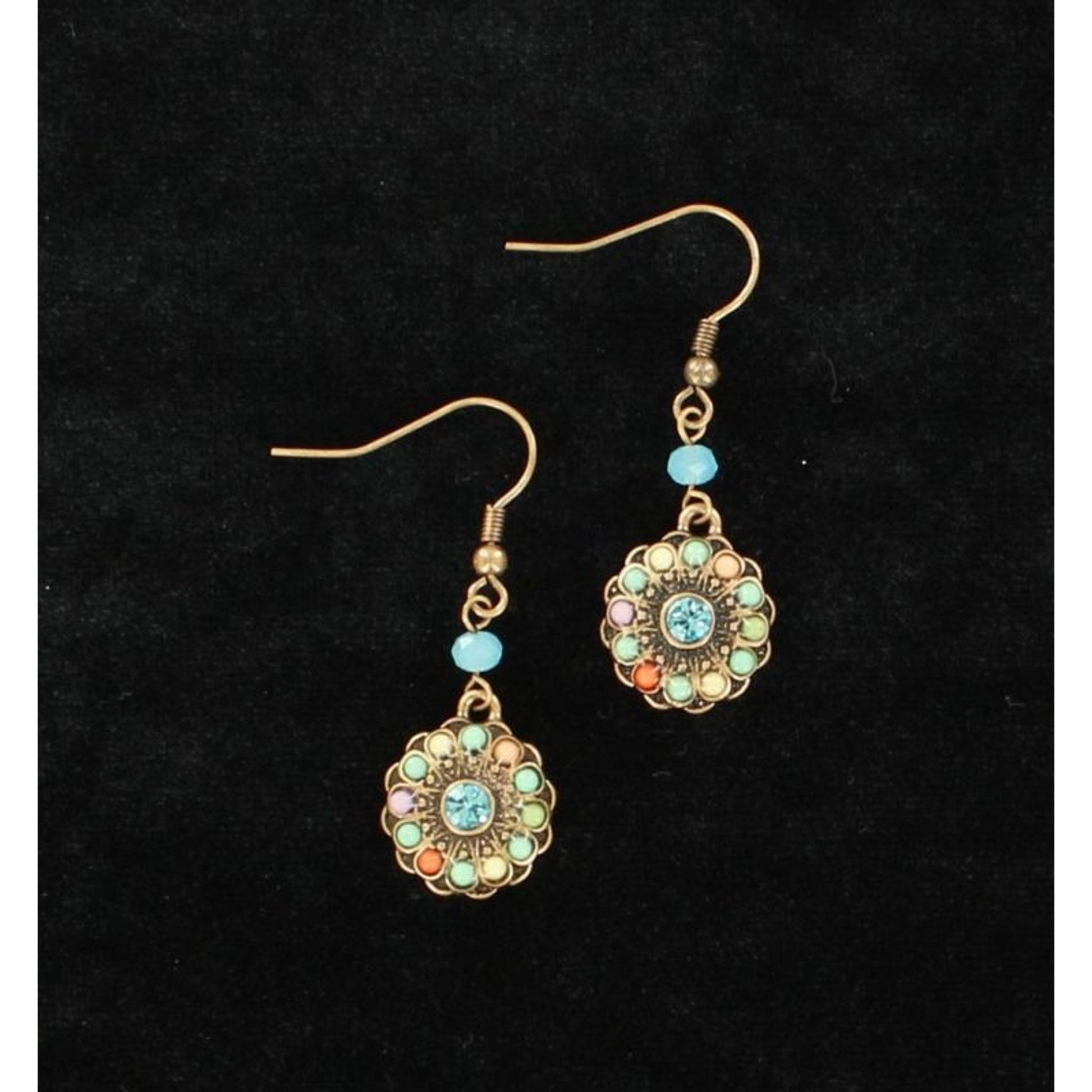 Blazin Roxx Small Round Flower EarringsBk/Wh