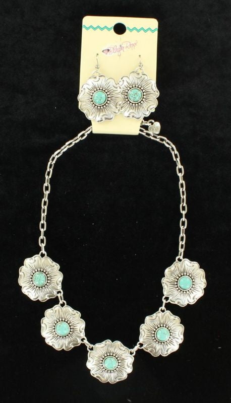 Blazin Roxx Stone Flower Jewelry SetBk/Wh