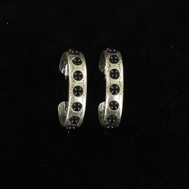 Blazin Roxx Studded Hoop EarringsBk/Wh