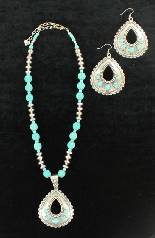 Blazin Roxx Teardrop Jewelry SetBk/Wh