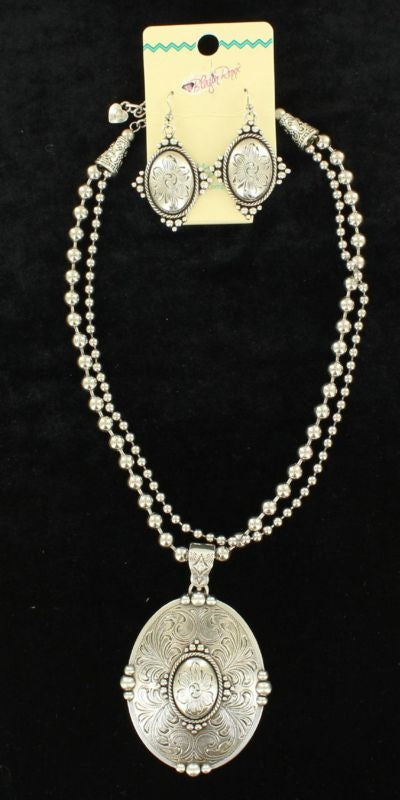 Blazin Roxx Western Oval Jewelry SetBk/Wh
