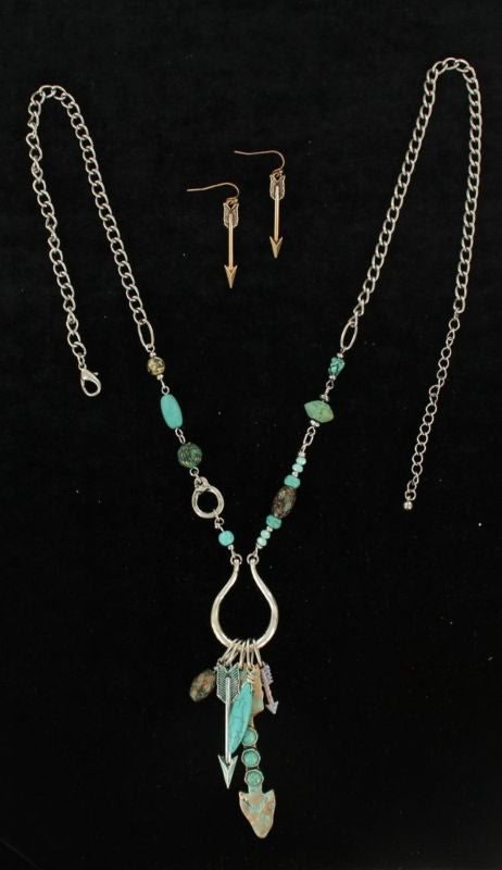 Blazin Roxx X-Large Beaded Arrow Jewelry SetBk/Wh